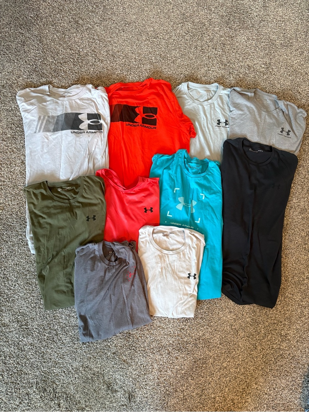 Under Armour Men’s Athletic T Shirt Lot of 10 Performance HeatGear Graphic Tees